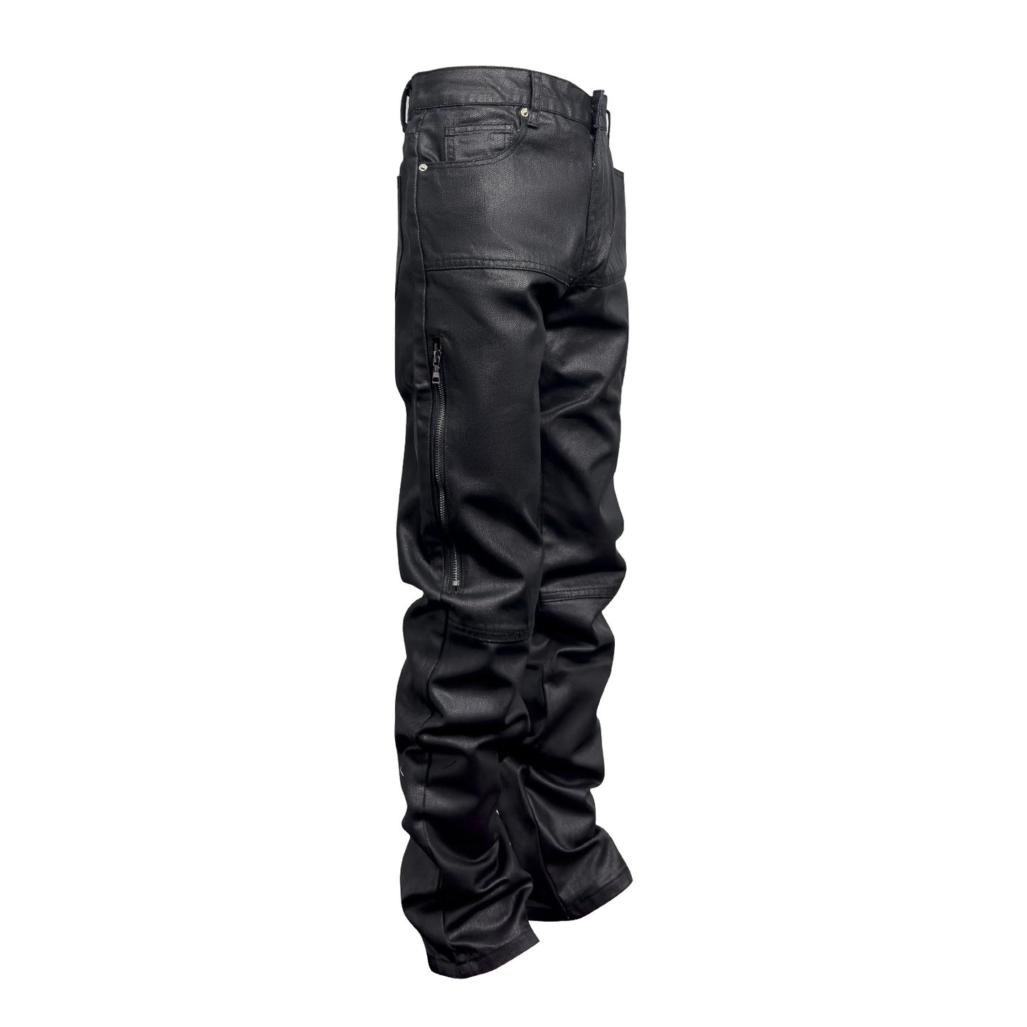 Designer Zip Black Roxed Pants Denim