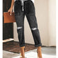 Straight Ripped Jeans For Women Drawstring Trousers With Pockets Fashion Pants