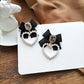 Silver Needle Temperament Retro Hepburn Style Earrings Sweet Cool Black Bow Earrings Love Pearl Earrings