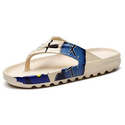 Cross-Border New Coconut Slippers Male Kanye Co-Branded Men'S Flip-Flops Outer Wear Home Casual Platform Beach Shoes