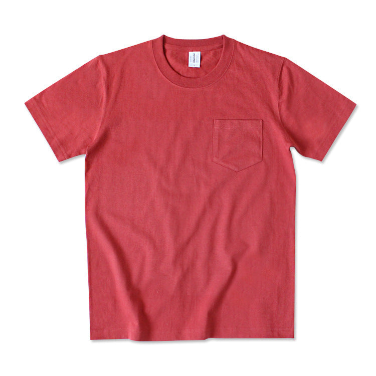 Round Neck Pocket Short Sleeve Men's And Women's T-shirts