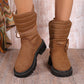 New Chunky Heel Mid-tube Snow Boots Winter Warm Fleece Boot With Lace-up Design Fashion Casual Shoes For Women