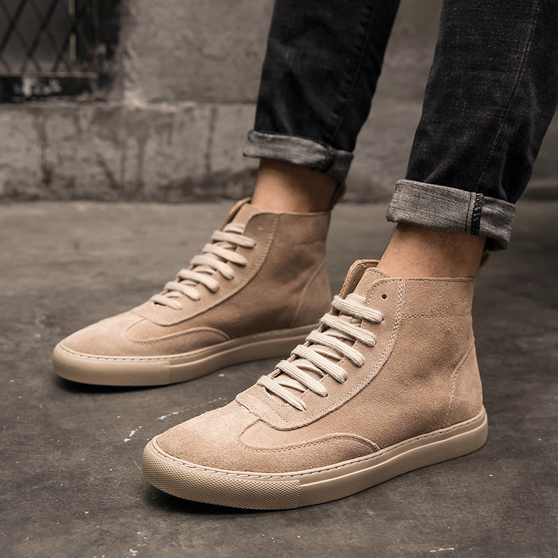 Lace-up suede leather men's shoes