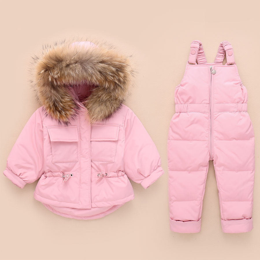 Down Jacket Suit Baby Winter Thickened Two-piece Suit