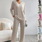 Women's V-neck Top and Pants Set