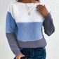 Pullover Knitted Sweater Fashion Round Neck Splicing Knitwear Loose Top Women's Clothing