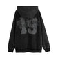 Men's Heavy Washed And Worn Loose Autumn And Winter Fleece-lined Hooded Pullover