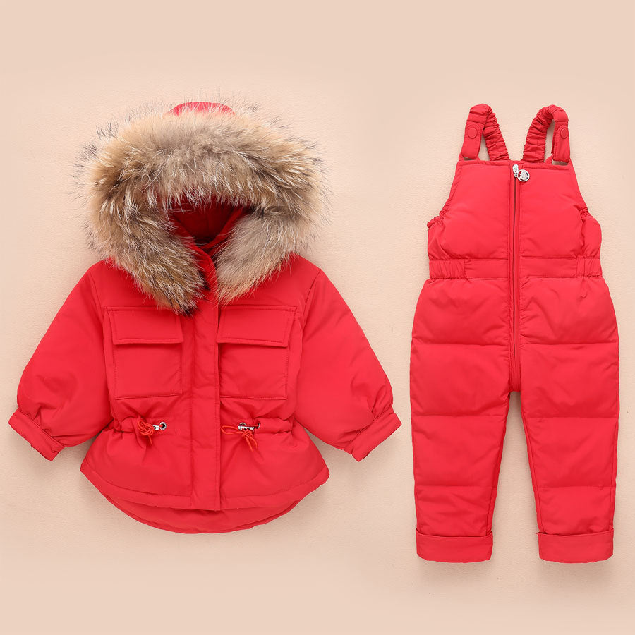 Down Jacket Suit Baby Winter Thickened Two-piece Suit