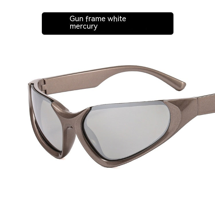 Future Punk Y2g Shaped Semi-rimless Sunglasses Ins Internet Celebrity