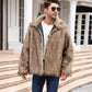 European And American Men's Lapel Short Faux Fur Jacket Warm Coat Overcoat