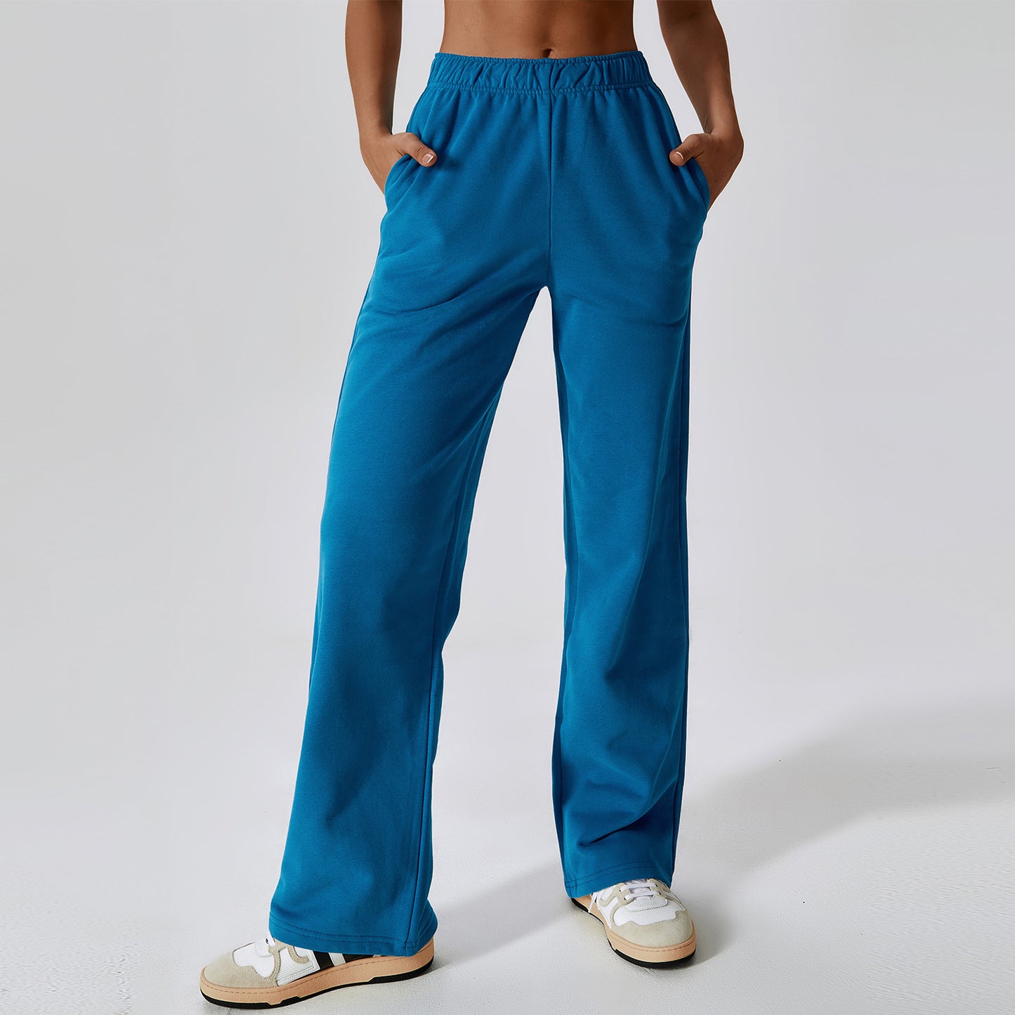 Waist-tied Fleece-lined Warm And Loose Straight Wide Leg Outdoor Leisure Sports Pants