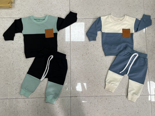 Spliced Long Sleeved Baby And Toddler Set