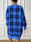 Fashion V-neck Plaid Dress Casual Loose Long-sleeved Dresses Autumn And Winter Women's Clothing