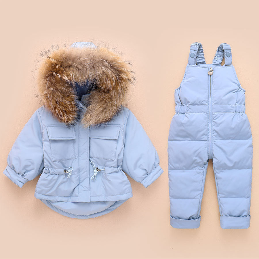 Down Jacket Suit Baby Winter Thickened Two-piece Suit