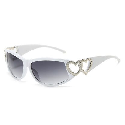 Doppel Herz PC Frame Fashion Y2g Sunglasses