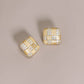 Geometric Diamond-embedded Square Ear Clip S925 Sterling Silver Zircon