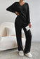 Women's V-neck Top and Pants Set