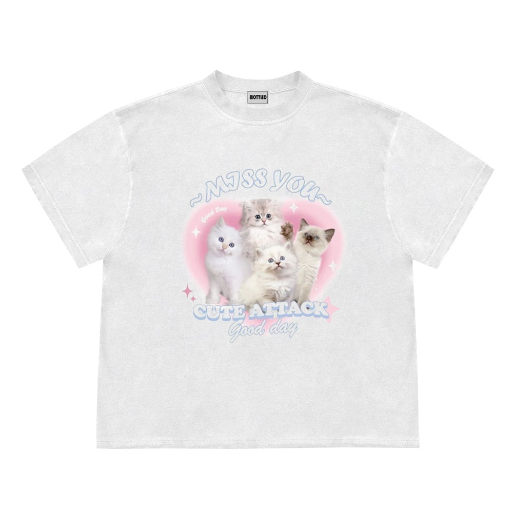 Cute Cat Ins Style Creative Maychao Y2g Short Sleeve T-shirt