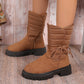 New Chunky Heel Mid-tube Snow Boots Winter Warm Fleece Boot With Lace-up Design Fashion Casual Shoes For Women