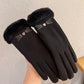 Fleece Lined Padded Warm Keeping Cute Suede Riding Gloves