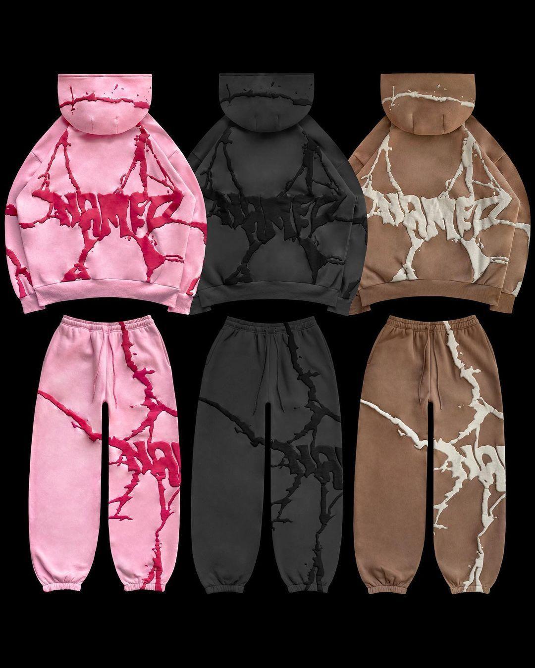 Retro Puff Print Hooded Set