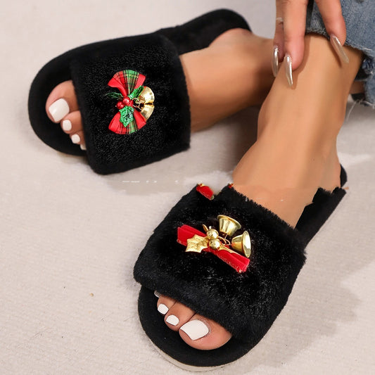 Christmas bow-tie slippers