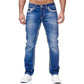 High Quality Blue Slim-fitting Simple Small Straight-leg Jeans