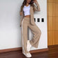 Women's Casual Polo Collar Suit Wide-leg Pants Two-piece Suit