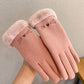 Fleece Lined Padded Warm Keeping Cute Suede Riding Gloves