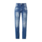 High Quality Blue Slim-fitting Simple Small Straight-leg Jeans